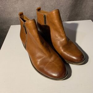 Lucky Brand Basel Booties Toffee Leather Women’s Size 7.5M